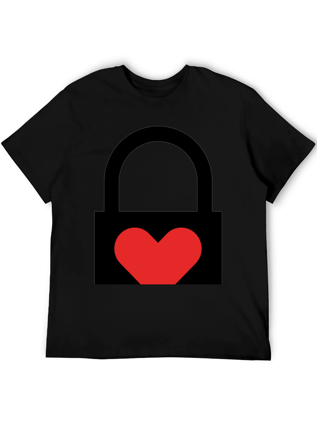 Heart Lock Graphic Tee - Stylish Unisex Black T-Shirt