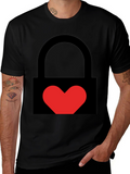 Heart Lock Graphic Tee - Stylish Unisex Black T-Shirt