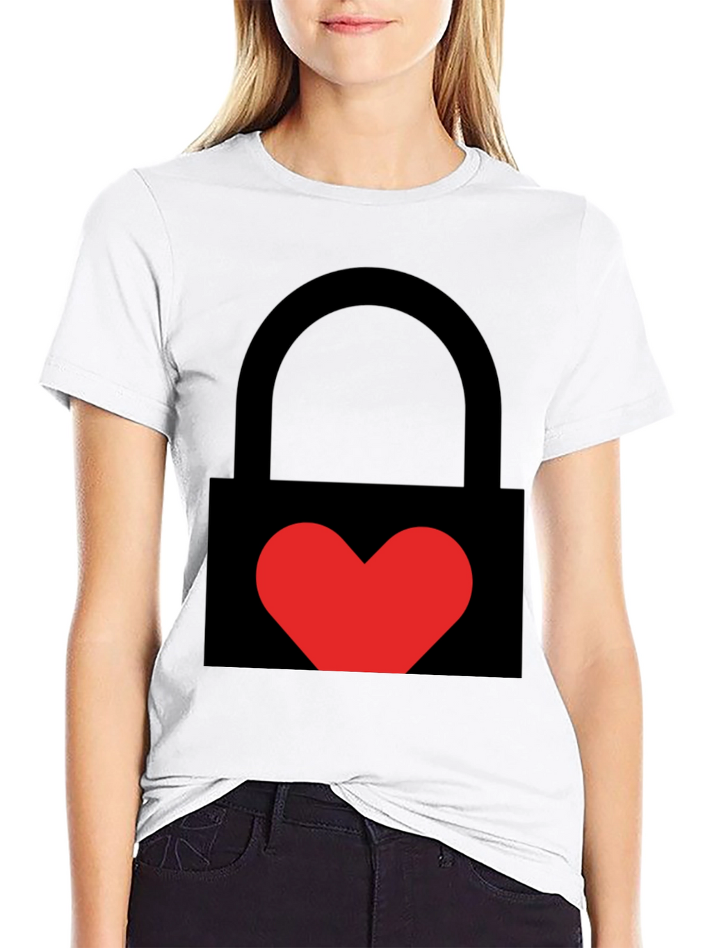 Heart Lock Graphic Tee - Stylish Unisex Black T-Shirt