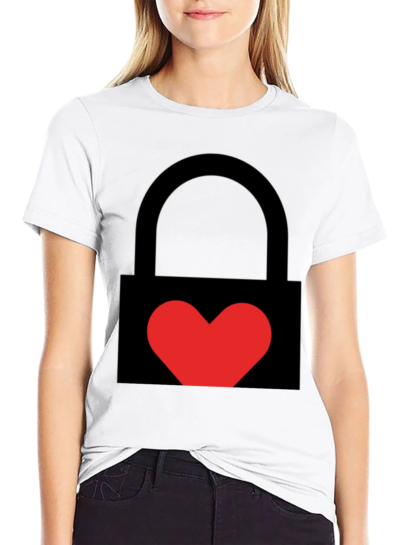Heart Lock Graphic Tee - Stylish Unisex Black T-Shirt