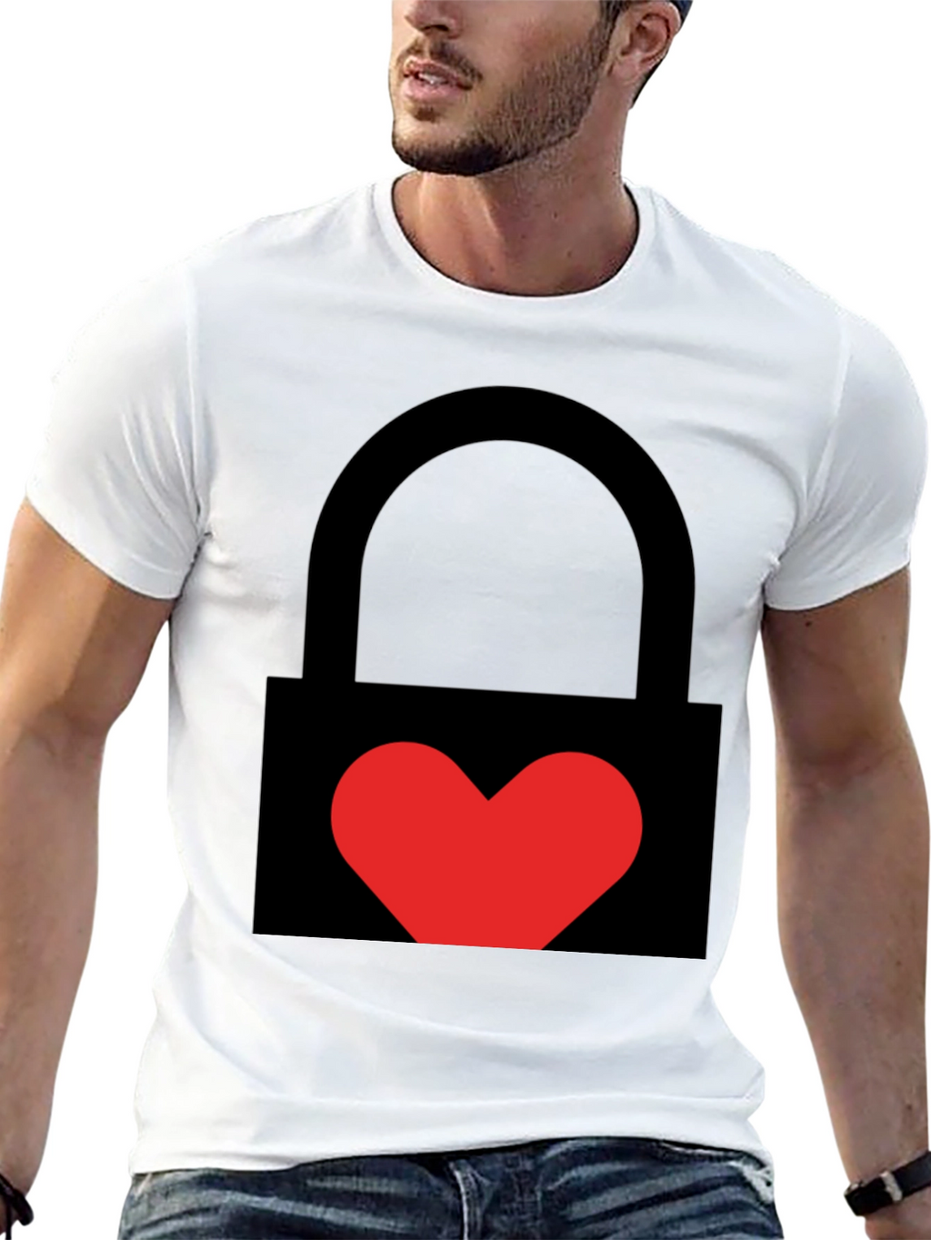 Heart Lock Graphic Tee - Stylish Unisex Black T-Shirt