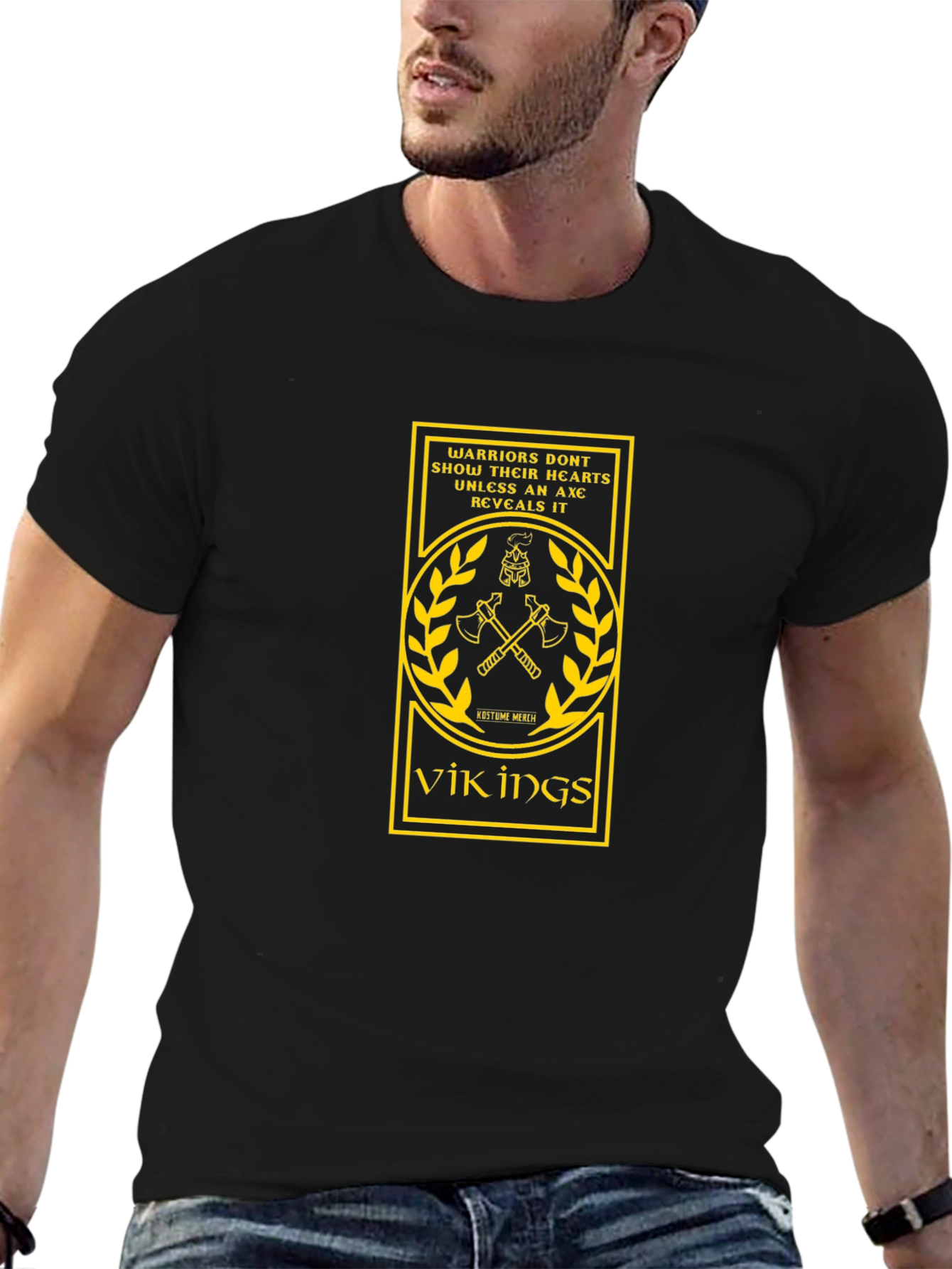 Vikings Graphic Print Black T-Shirt
