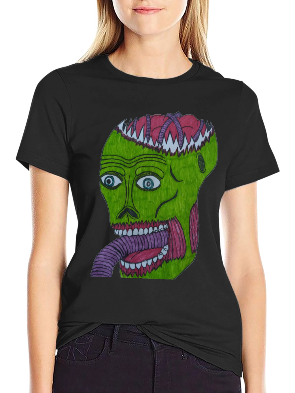 Grotesque Green Head Graphic T-Shirt