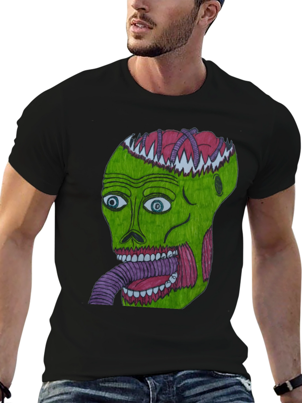 Grotesque Green Head Graphic T-Shirt