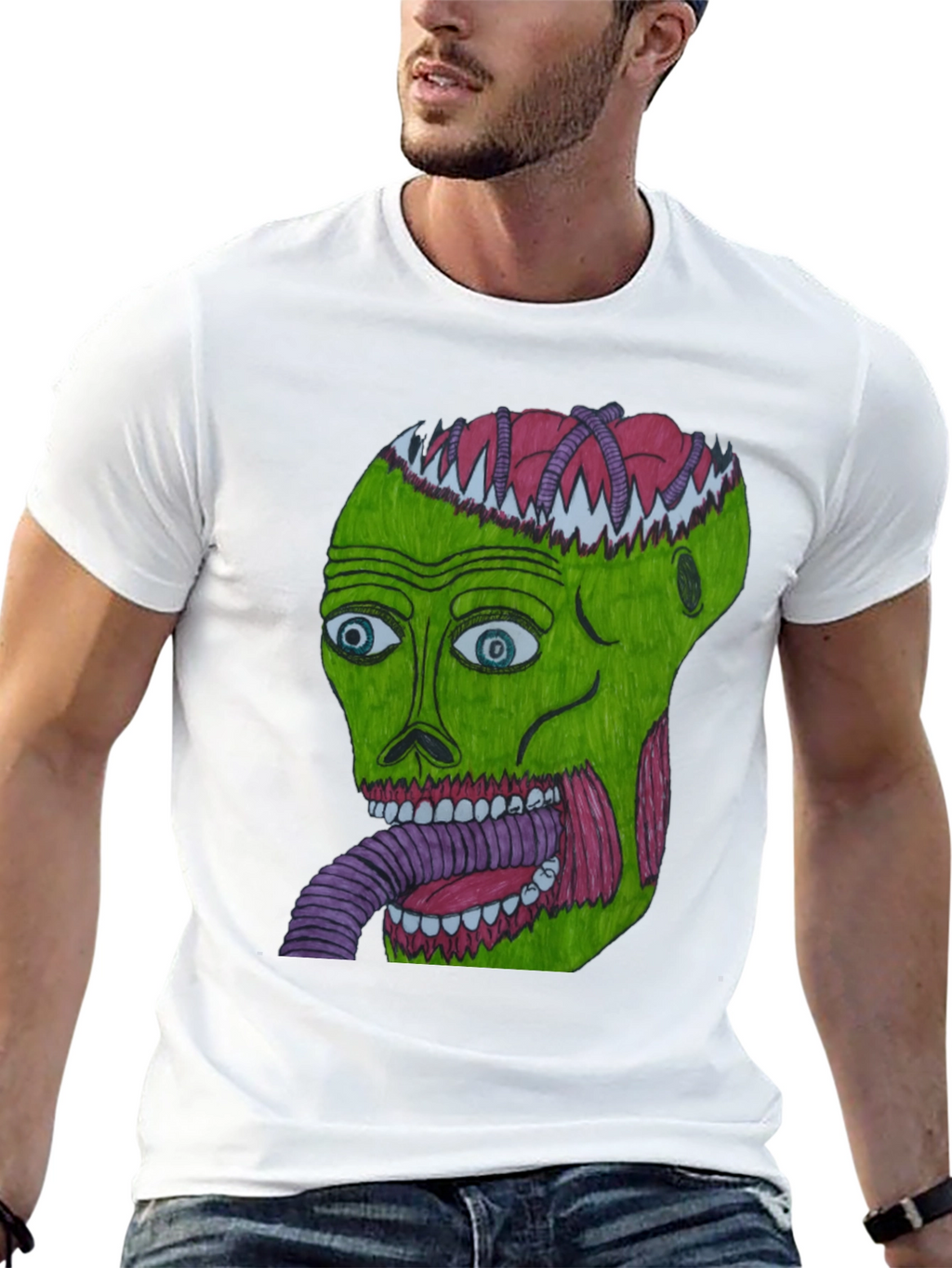 Grotesque Green Head Graphic T-Shirt