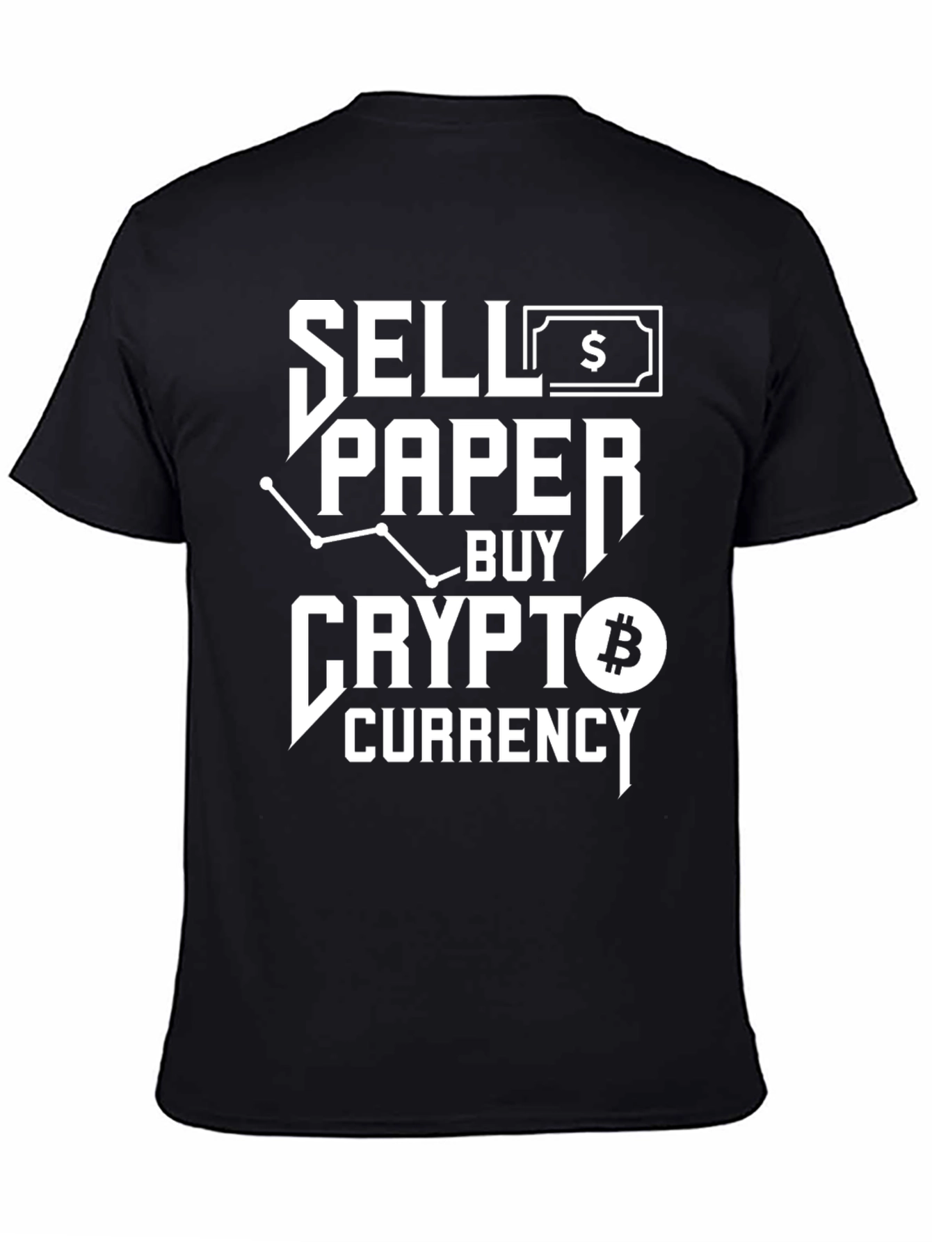 Sell Paper Buy Crypto Black Graphic Tee