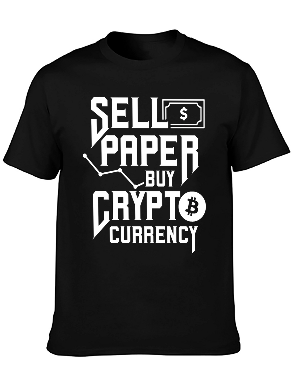 Sell Paper Buy Crypto Black Graphic Tee
