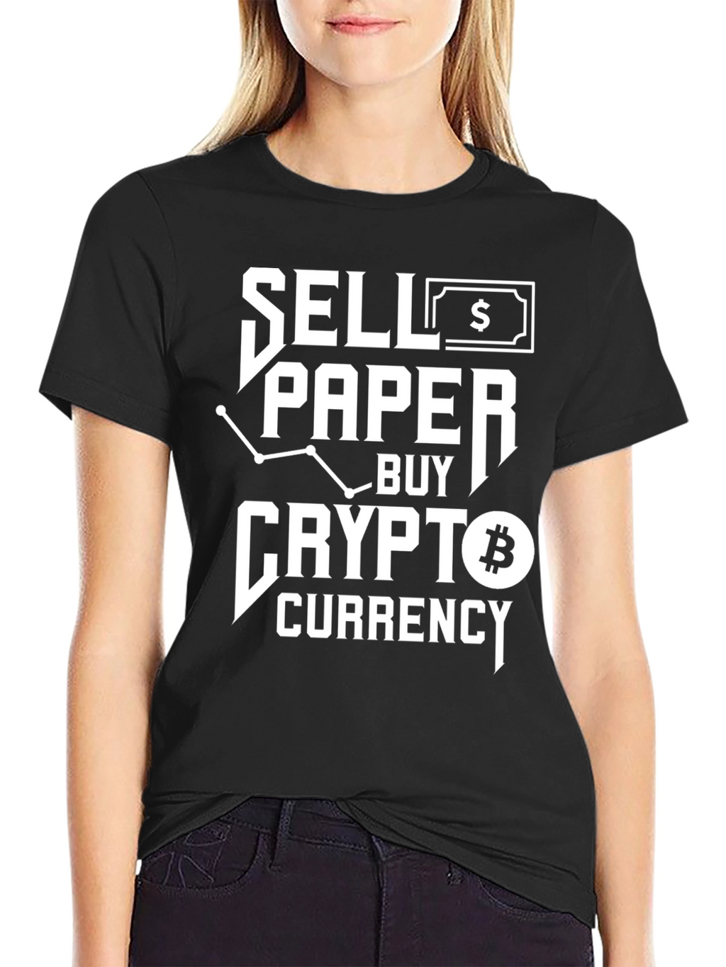 Sell Paper Buy Crypto Black Graphic Tee