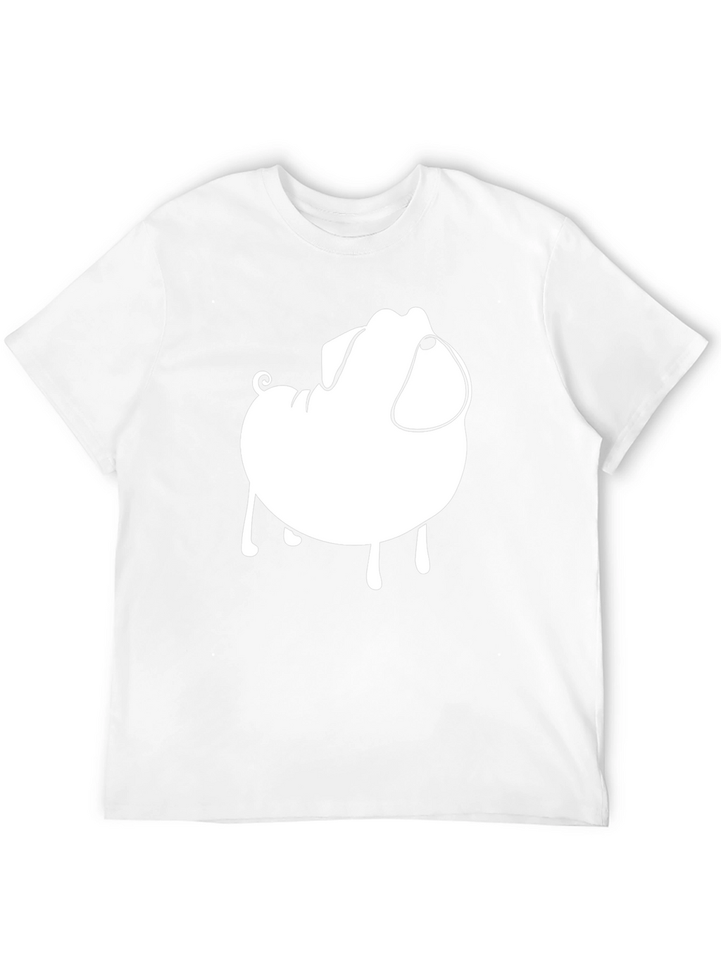 Mens Black T-Shirt with Cartoon Pug Graphic