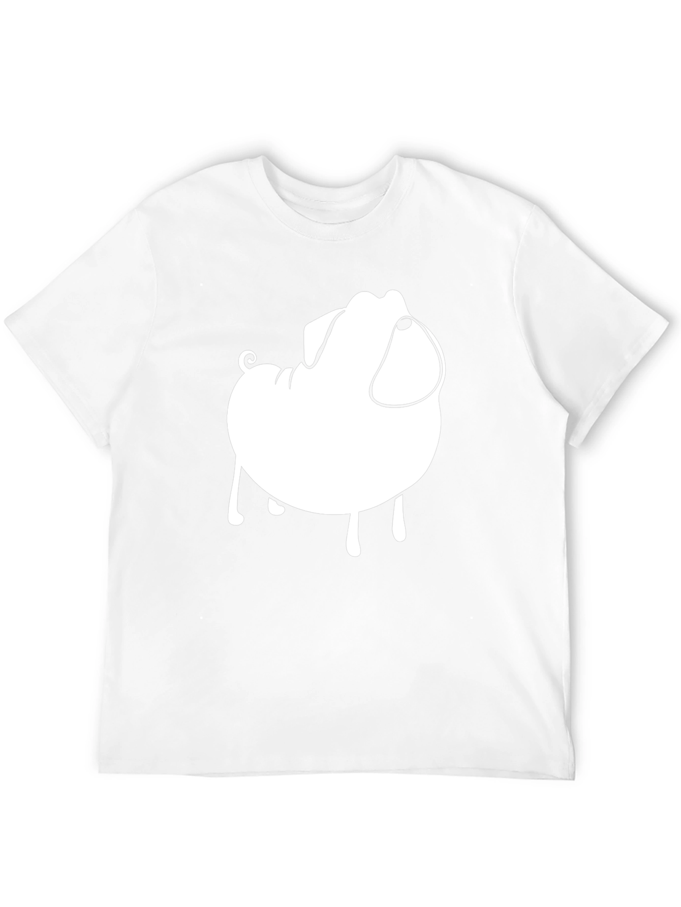Mens Black T-Shirt with Cartoon Pug Graphic