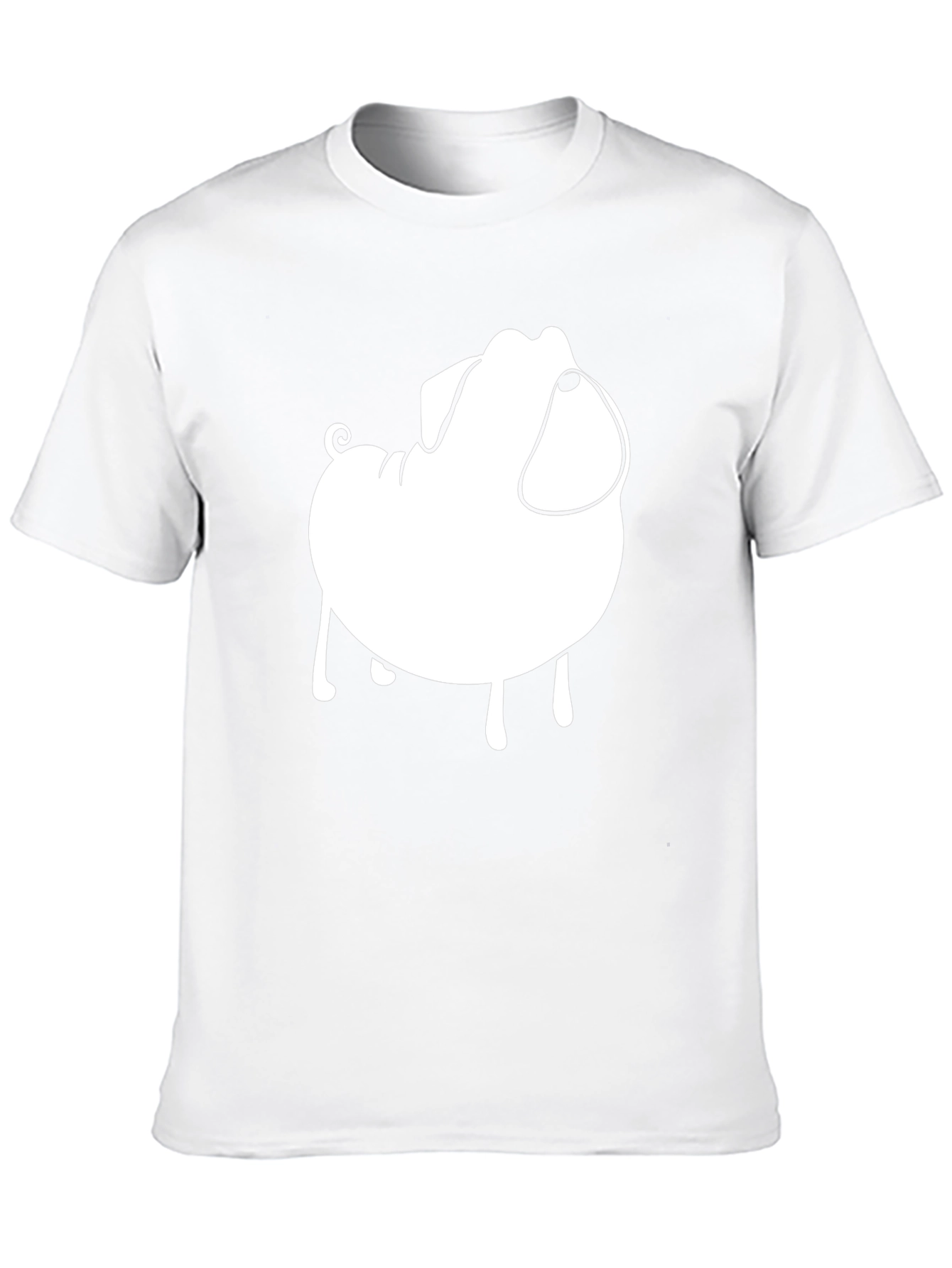 Mens Black T-Shirt with Cartoon Pug Graphic