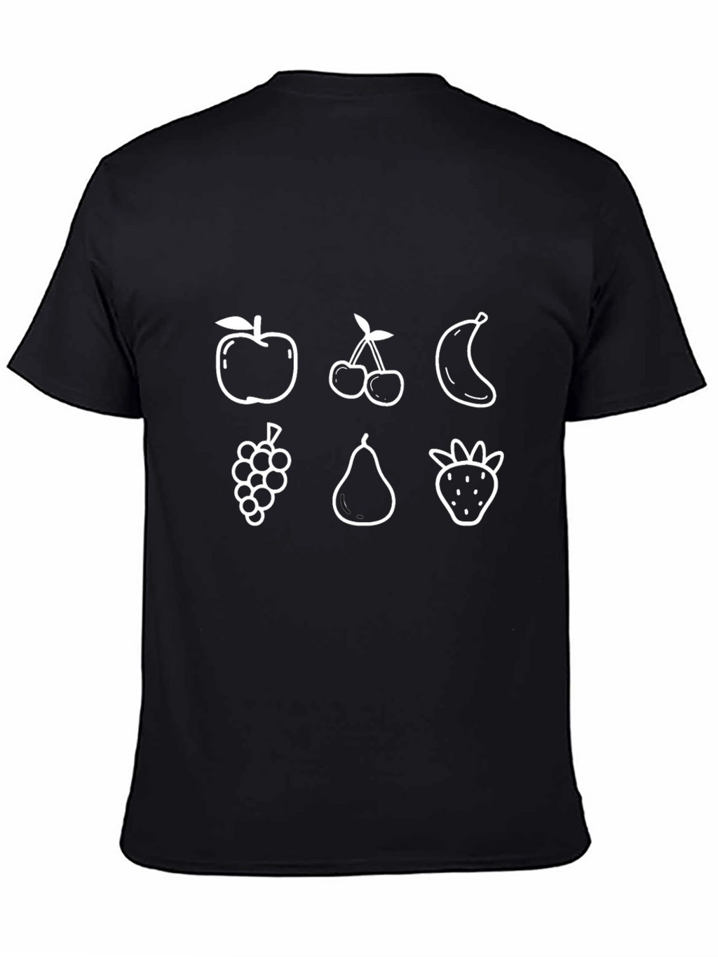 Whimsical Fruit Print Black T-Shirt