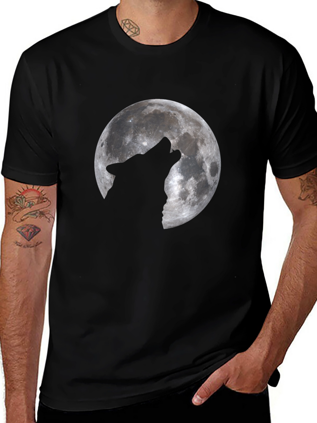 Wolf Moon Graphic T-Shirt - Black Cotton Tee