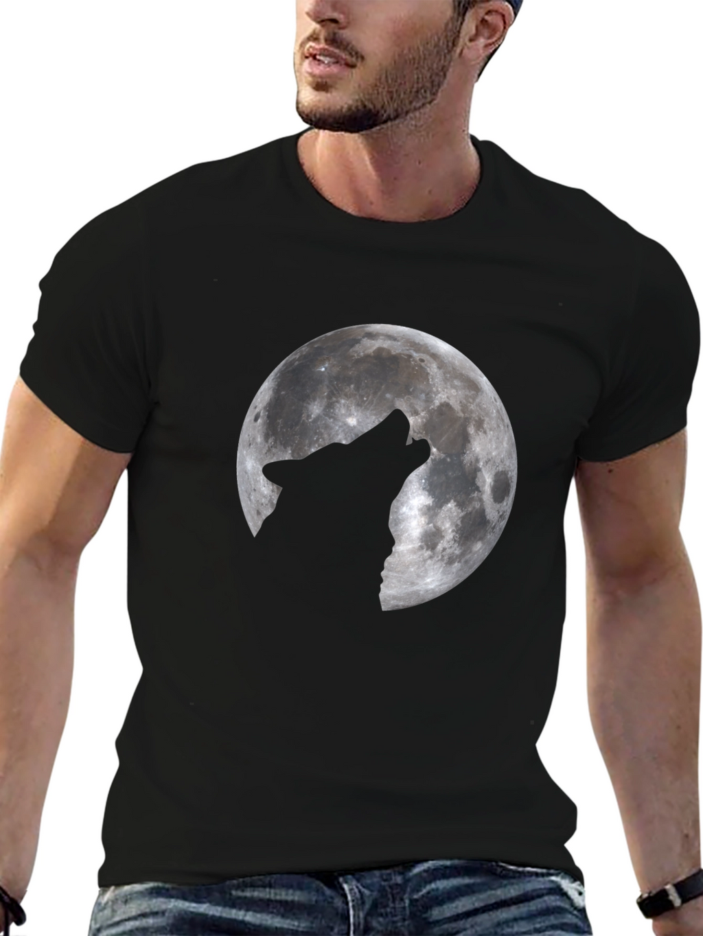 Wolf Moon Graphic T-Shirt - Black Cotton Tee