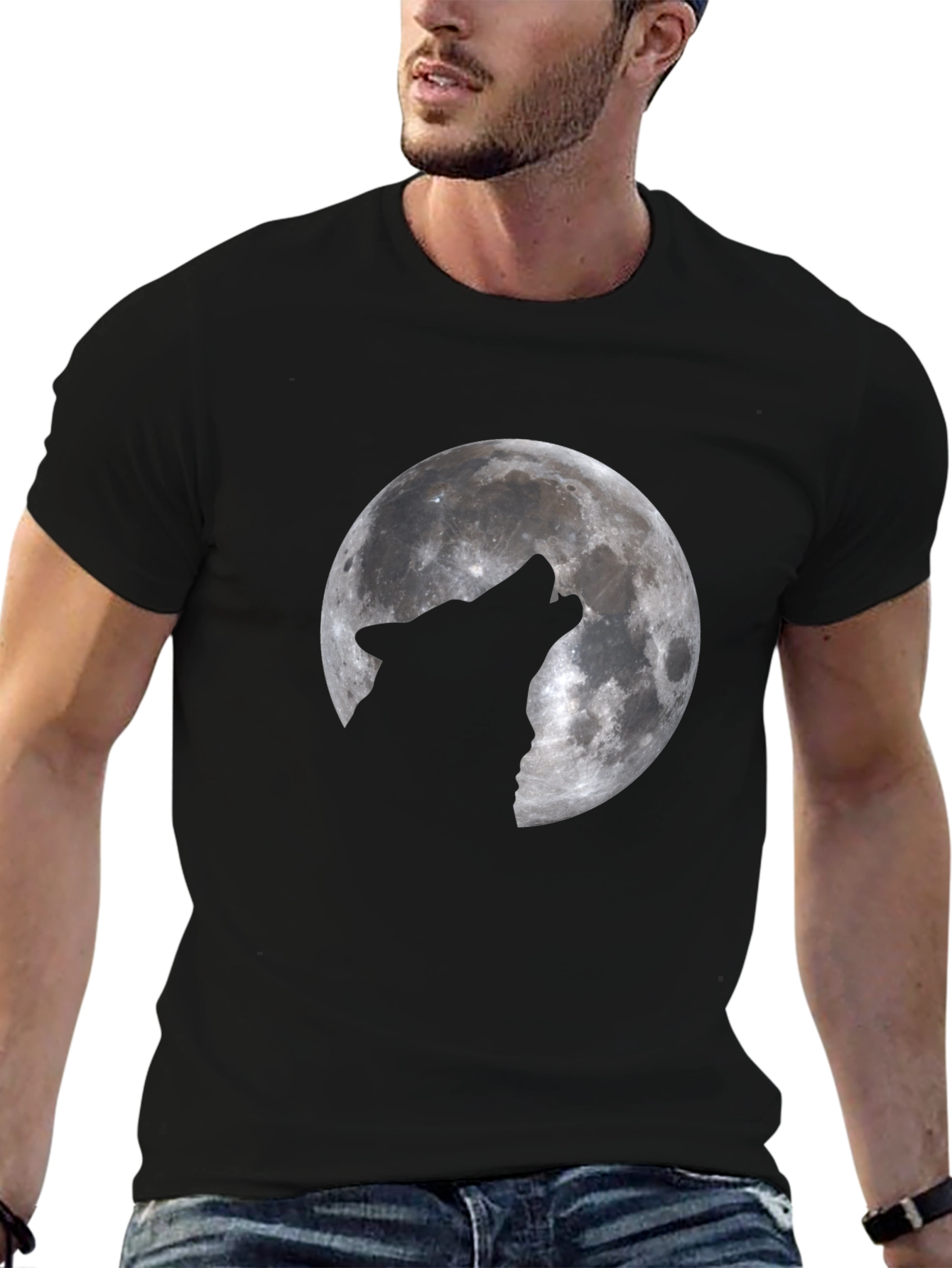 Wolf Moon Graphic T-Shirt - Black Cotton Tee