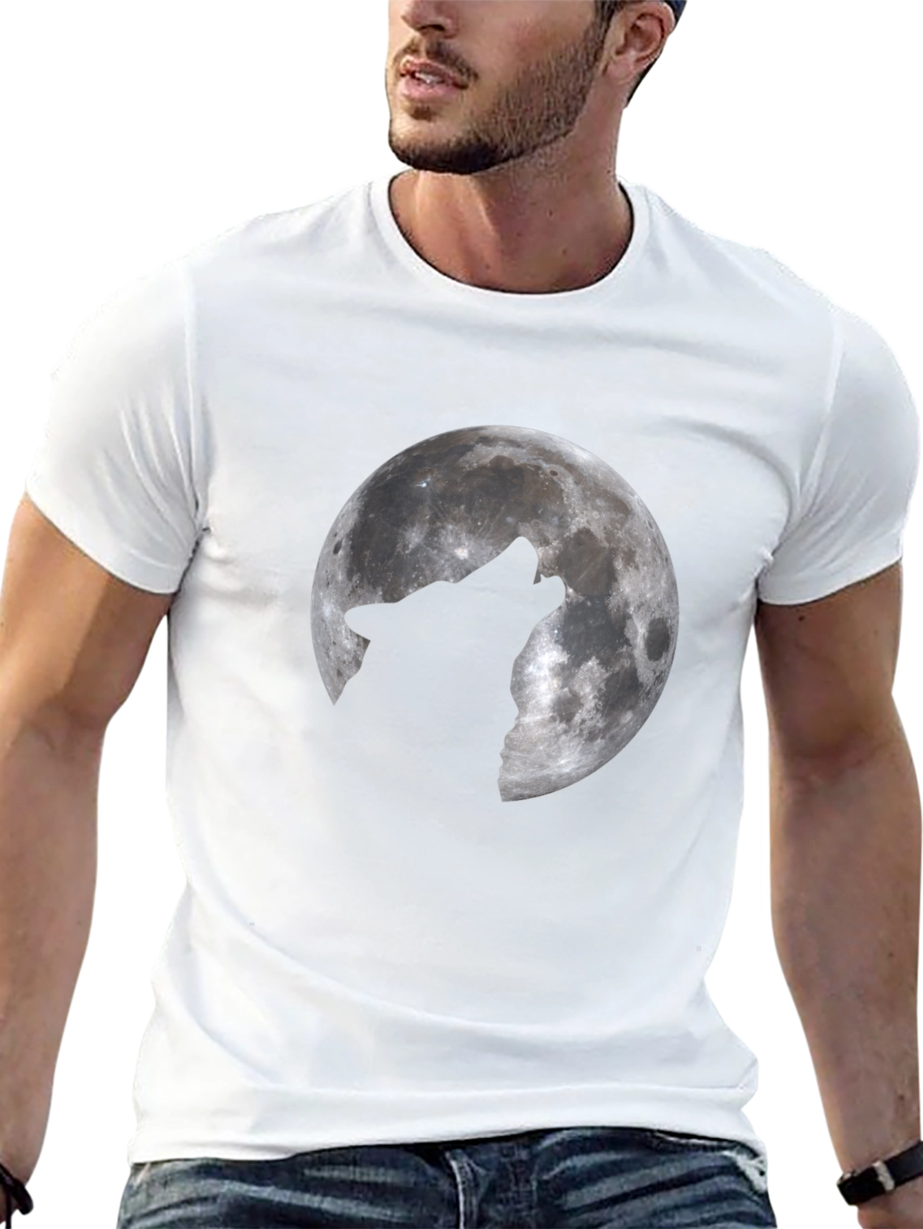 Wolf Moon Graphic T-Shirt - Black Cotton Tee