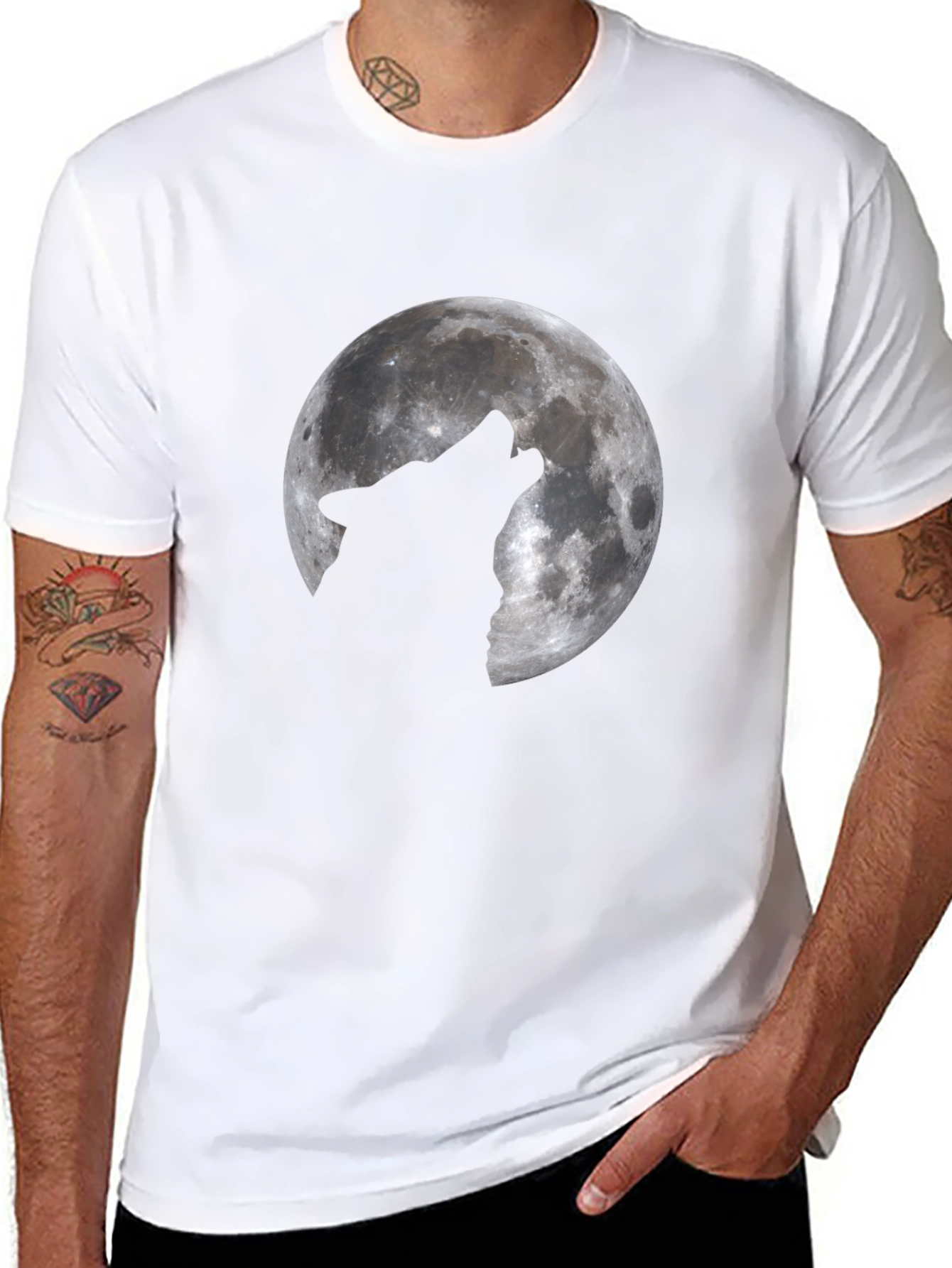 Wolf Moon Graphic T-Shirt - Black Cotton Tee