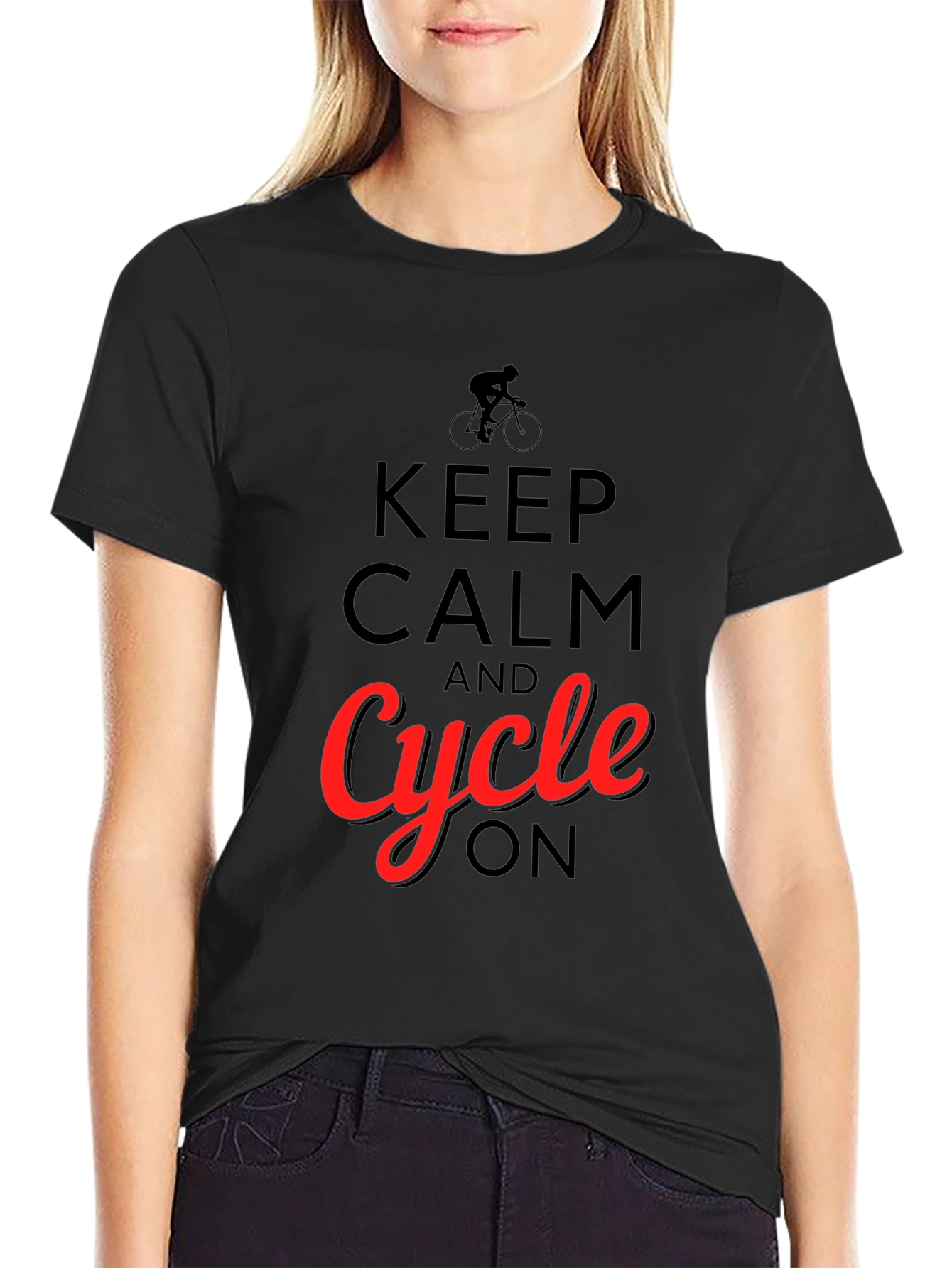 Keep Calm and Cycle On T-Shirt - Black