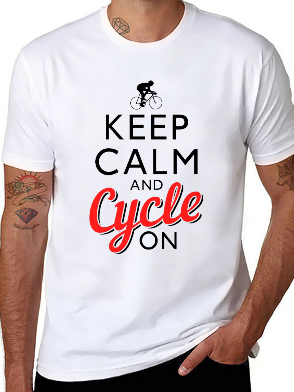 Keep Calm and Cycle On T-Shirt - Black