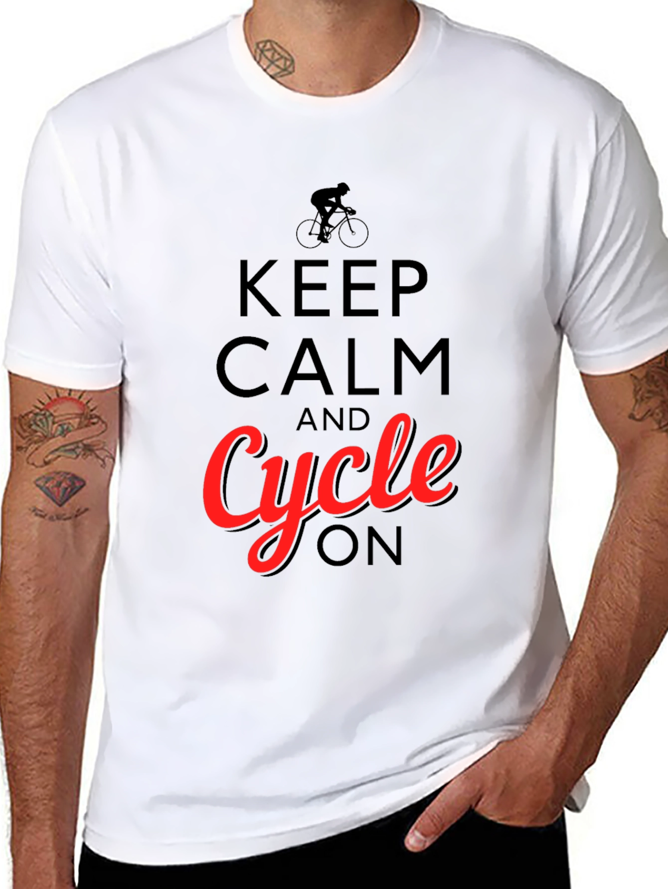 Keep Calm and Cycle On T-Shirt - Black