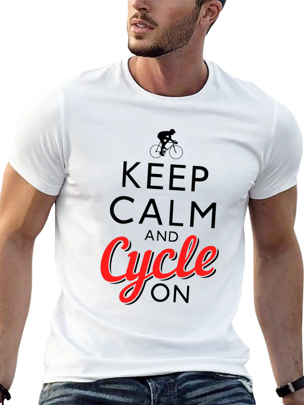 Keep Calm and Cycle On T-Shirt - Black
