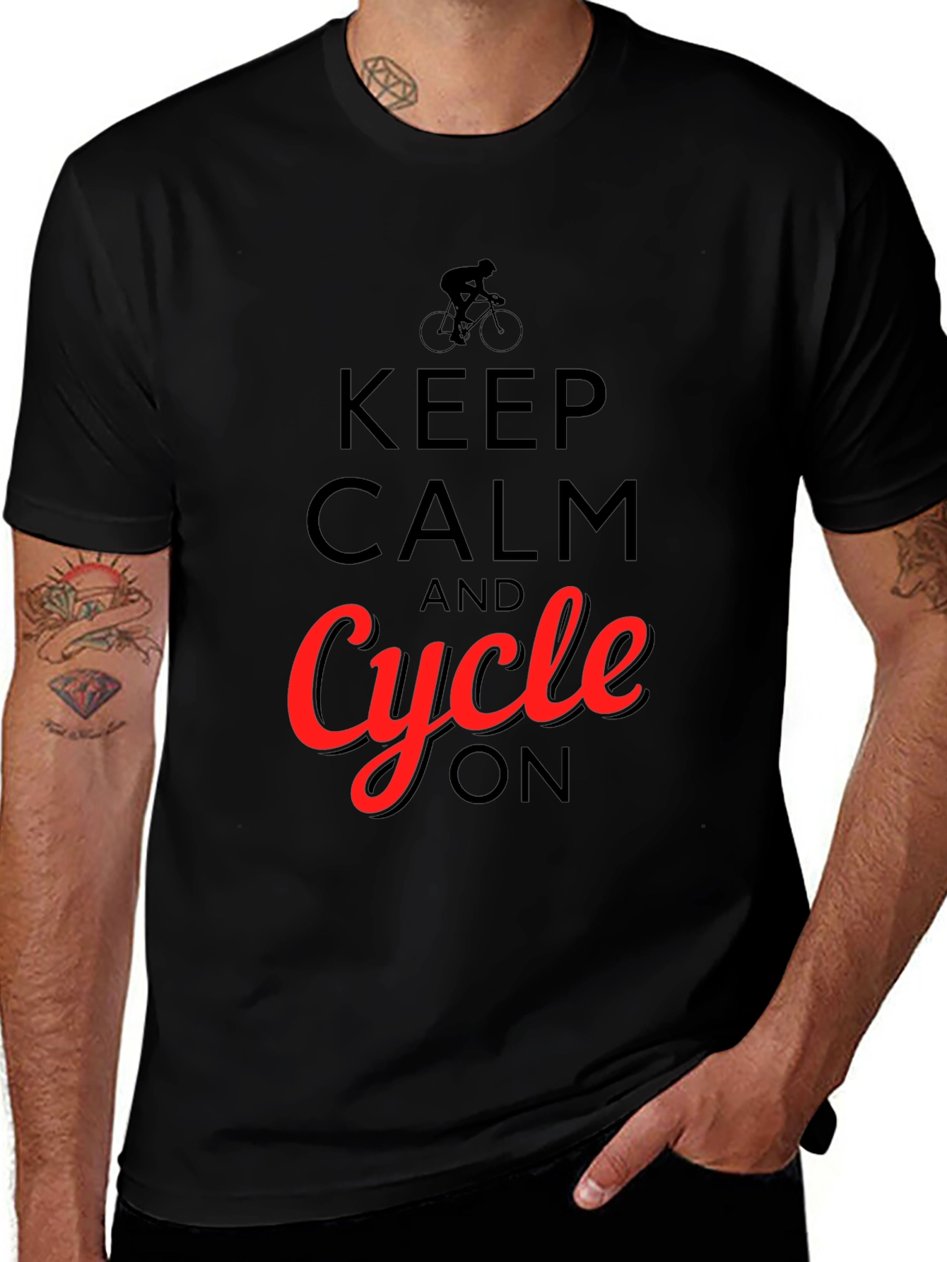 Keep Calm and Cycle On T-Shirt - Black