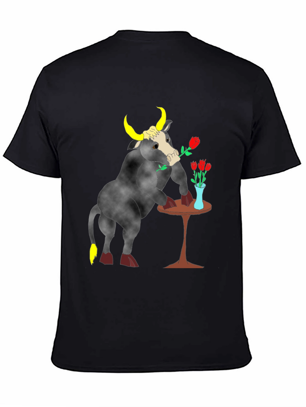Romantic Bull Graphic Tee - Black