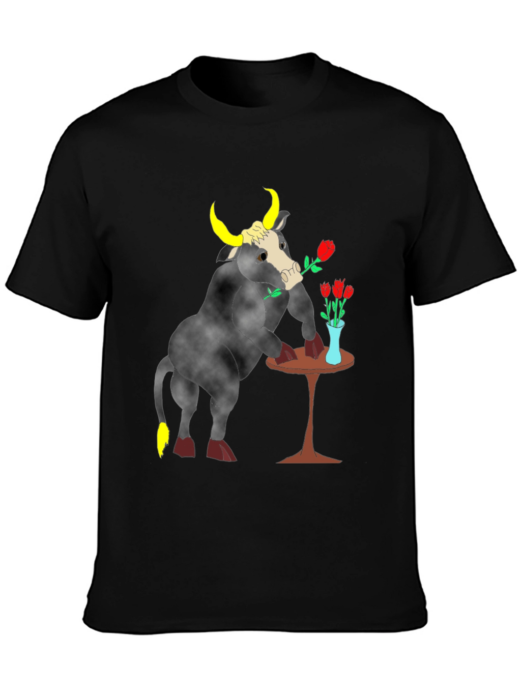 Romantic Bull Graphic Tee - Black