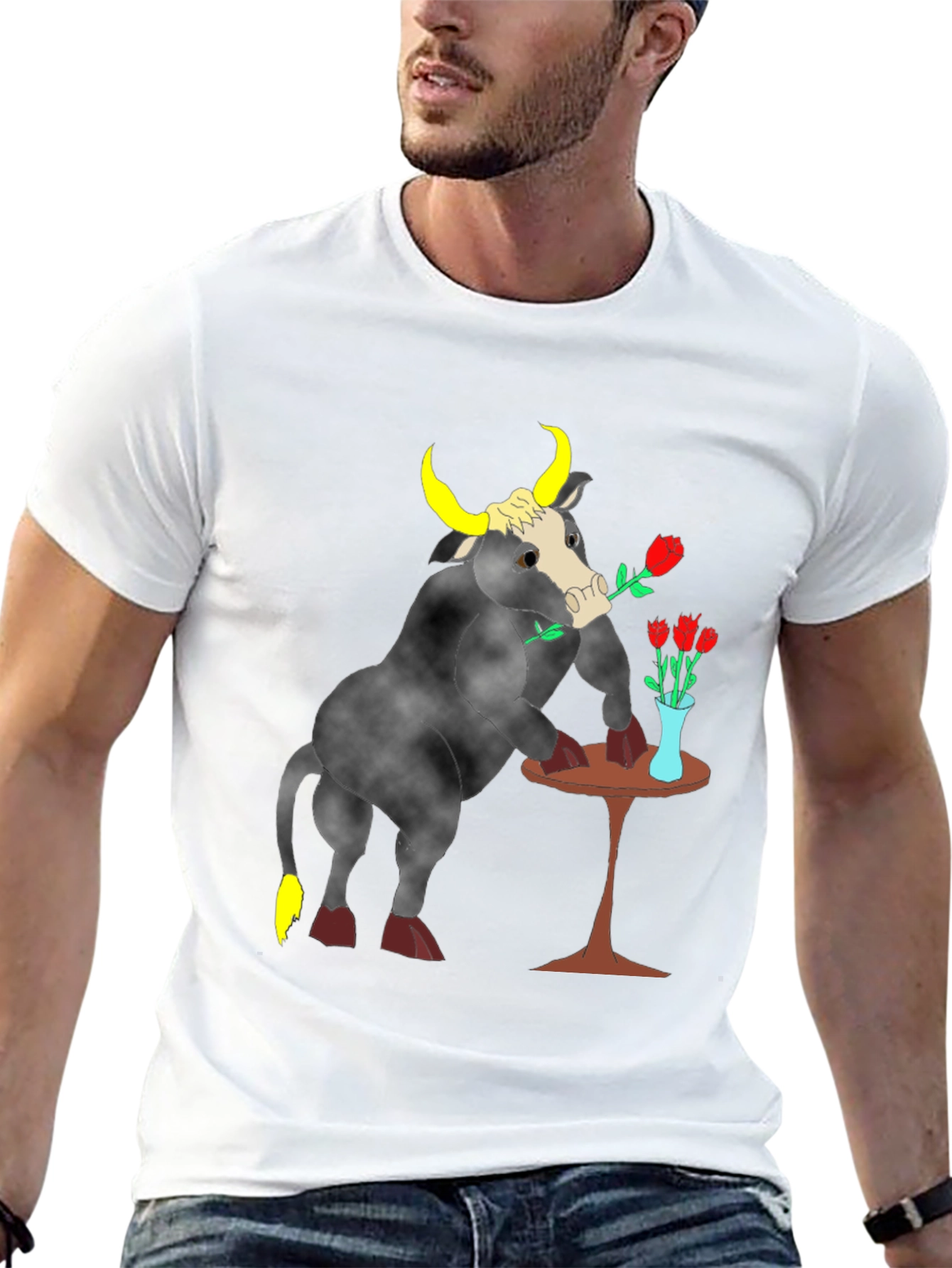 Romantic Bull Graphic Tee - Black