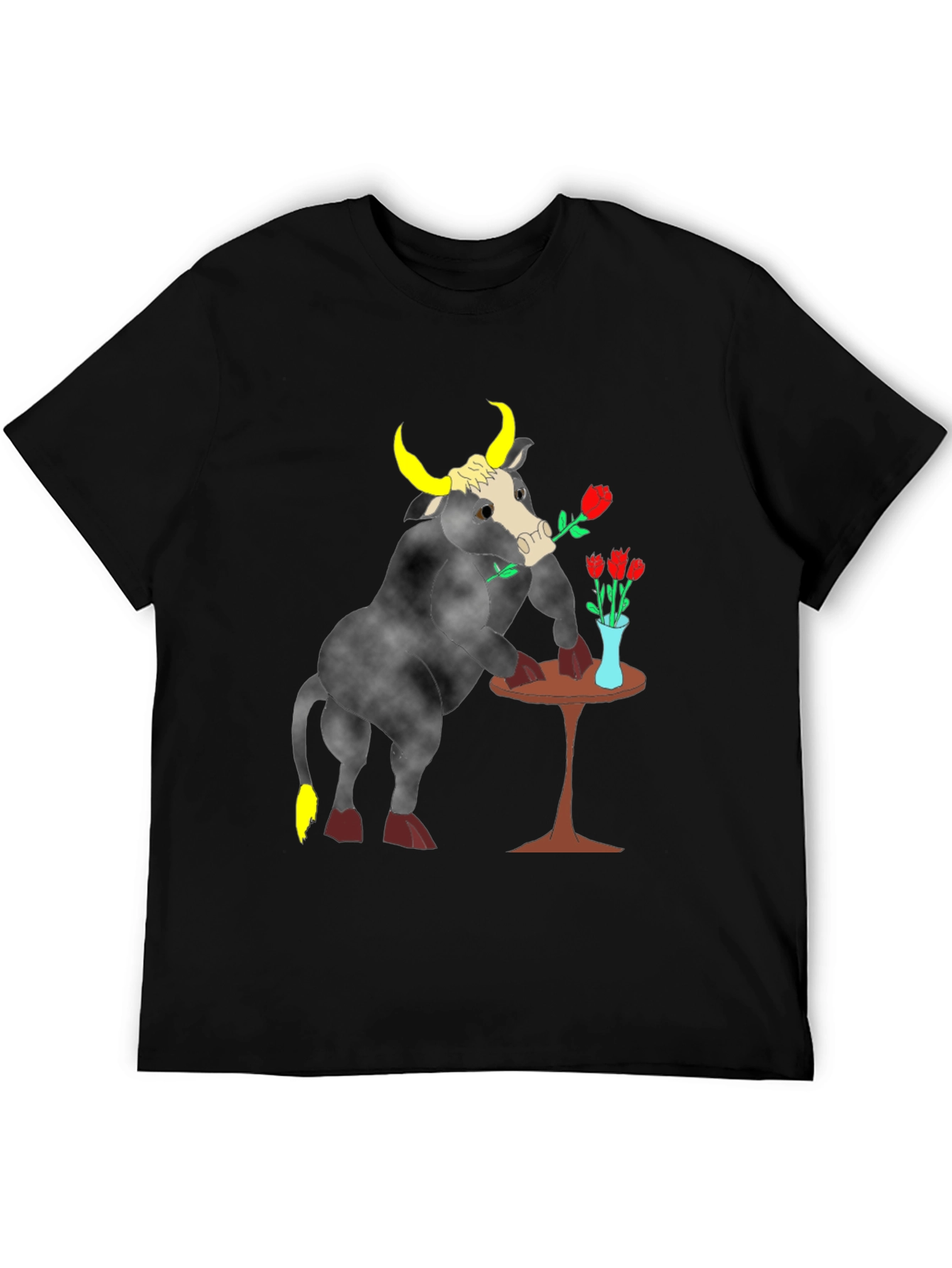 Romantic Bull Graphic Tee - Black