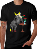 Romantic Bull Graphic Tee - Black