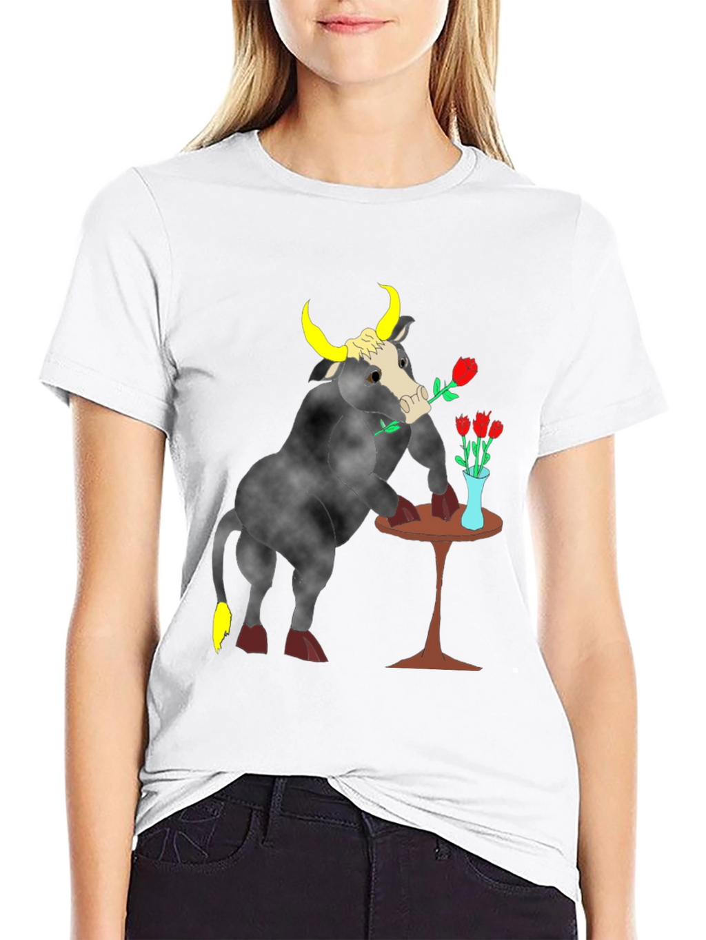 Romantic Bull Graphic Tee - Black