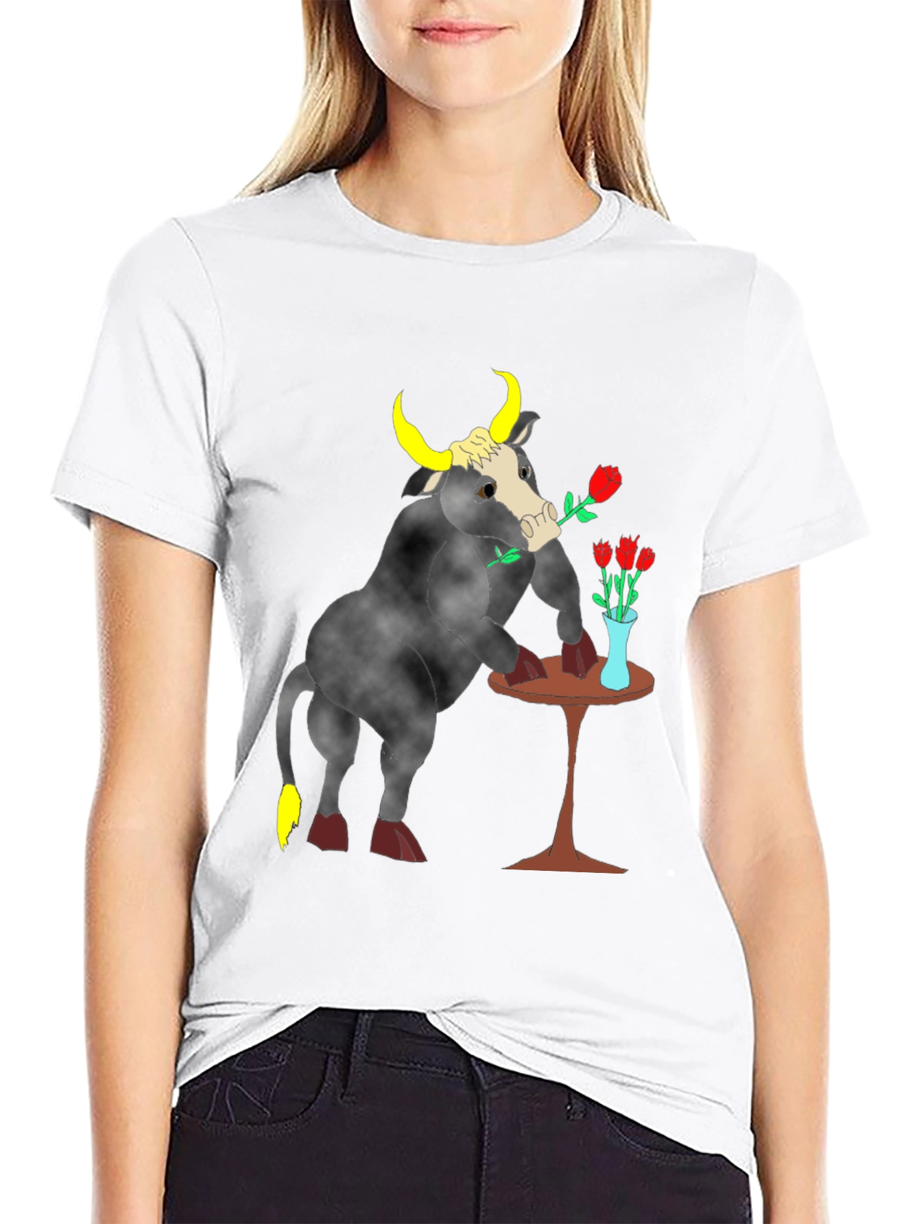 Romantic Bull Graphic Tee - Black