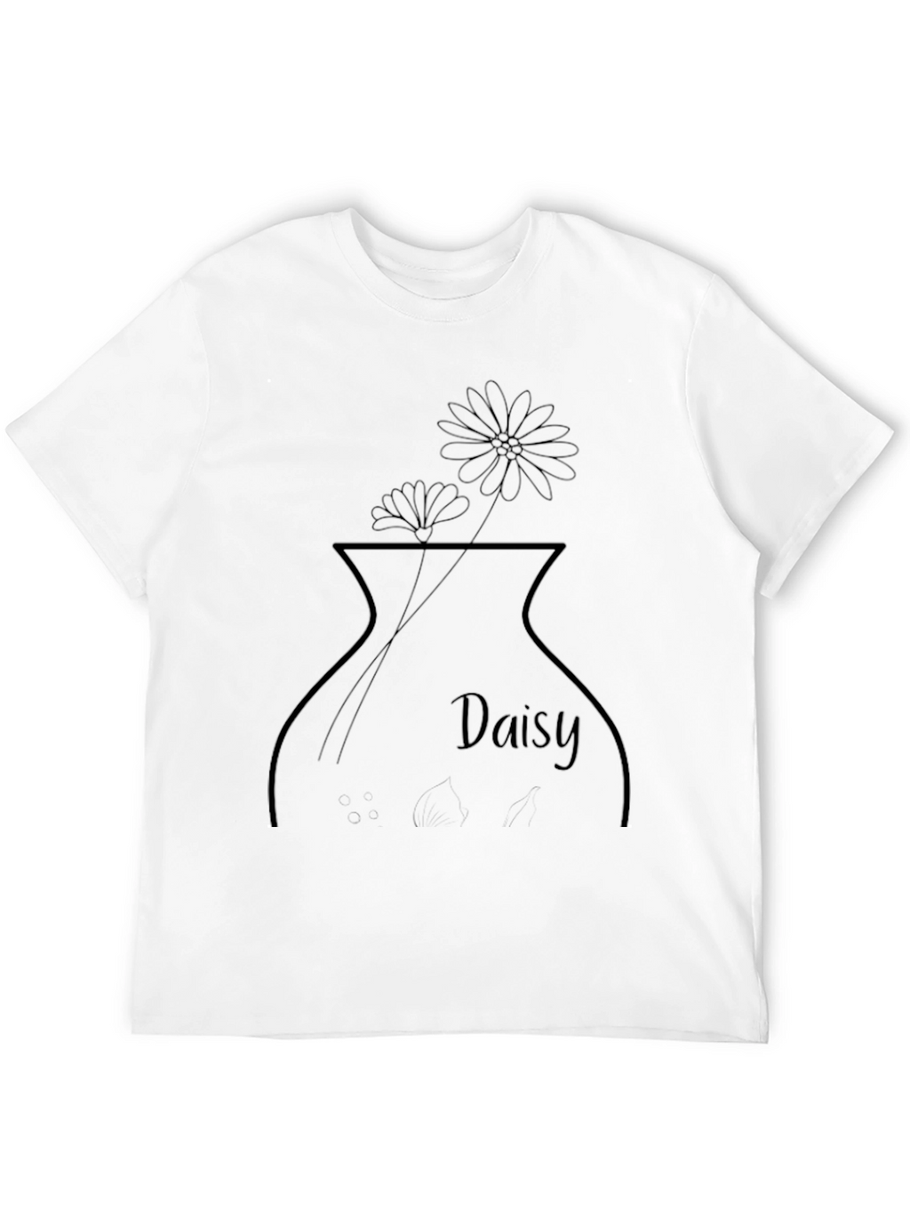 Daisy Vase Graphic T-Shirt - Casual Black Tee