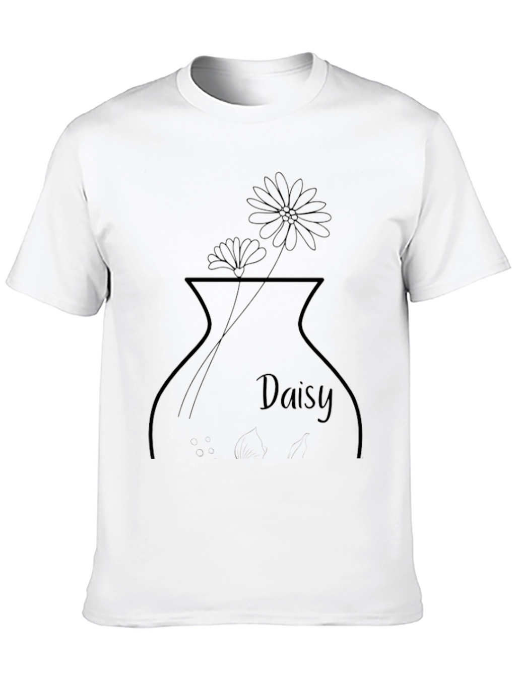 Daisy Vase Graphic T-Shirt - Casual Black Tee