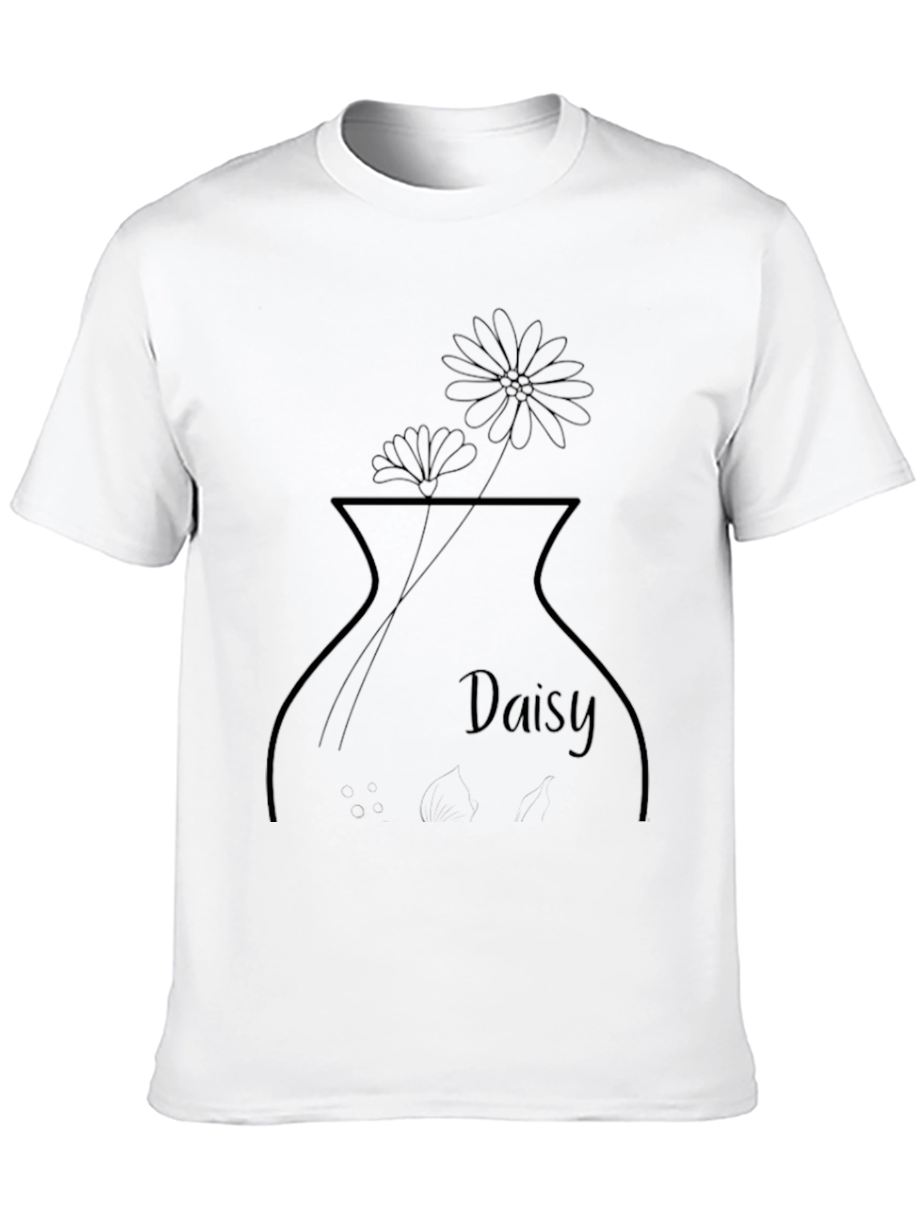 Daisy Vase Graphic T-Shirt - Casual Black Tee
