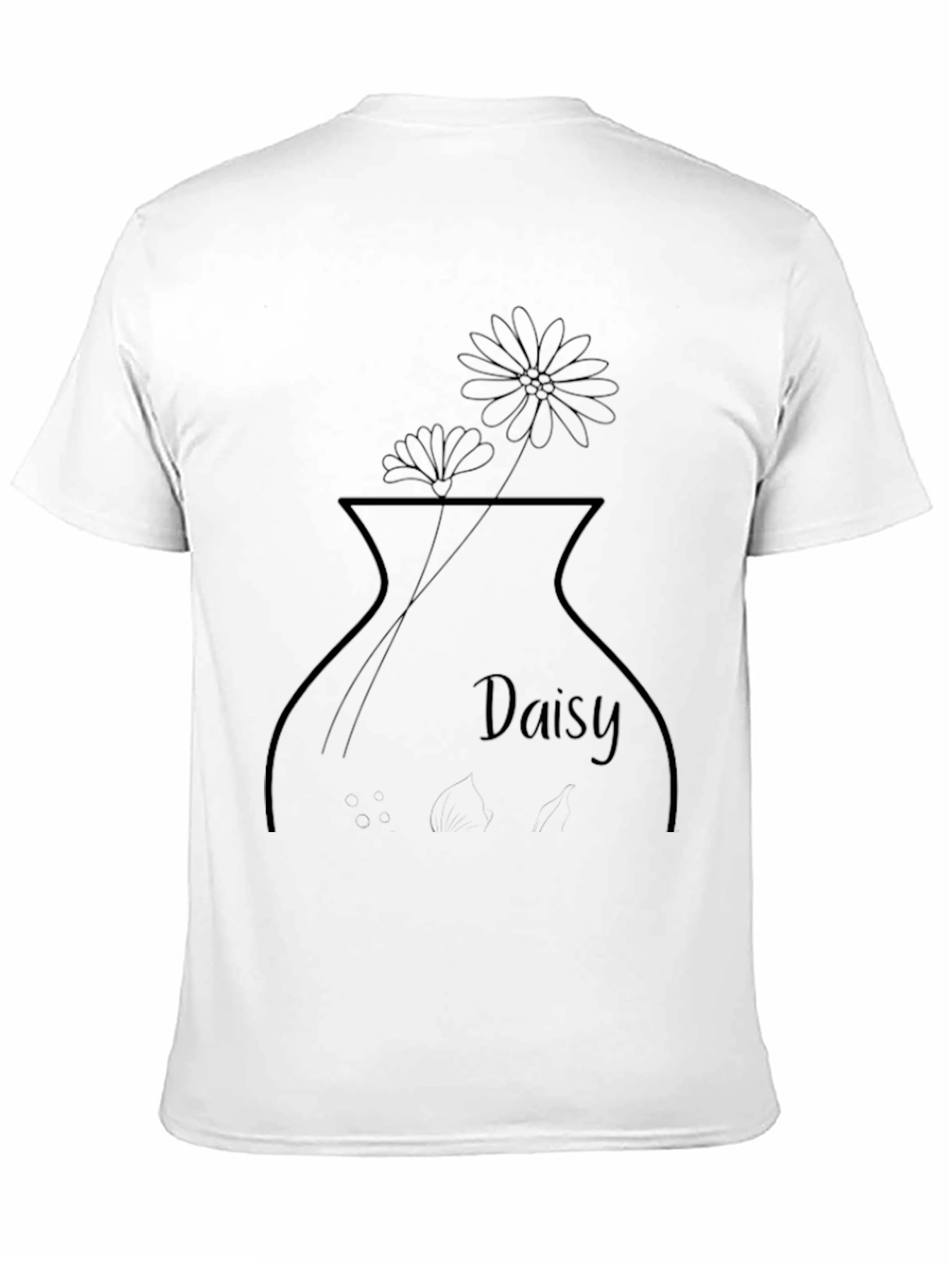 Daisy Vase Graphic T-Shirt - Casual Black Tee