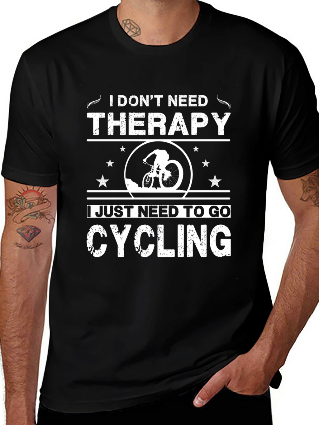 Cycling Therapy T-Shirt - Black Cotton Blend
