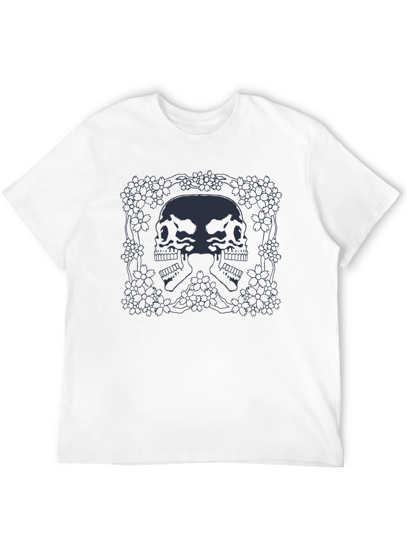 Skull & Floral Graphic Tee - Dark Aesthetic