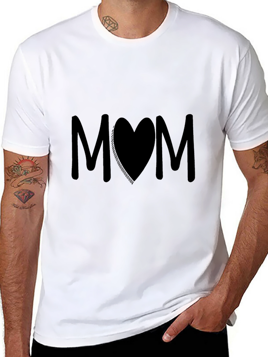 Mom Heart Graphic Black T-Shirt