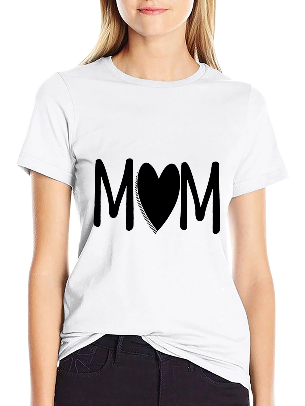 Mom Heart Graphic Black T-Shirt