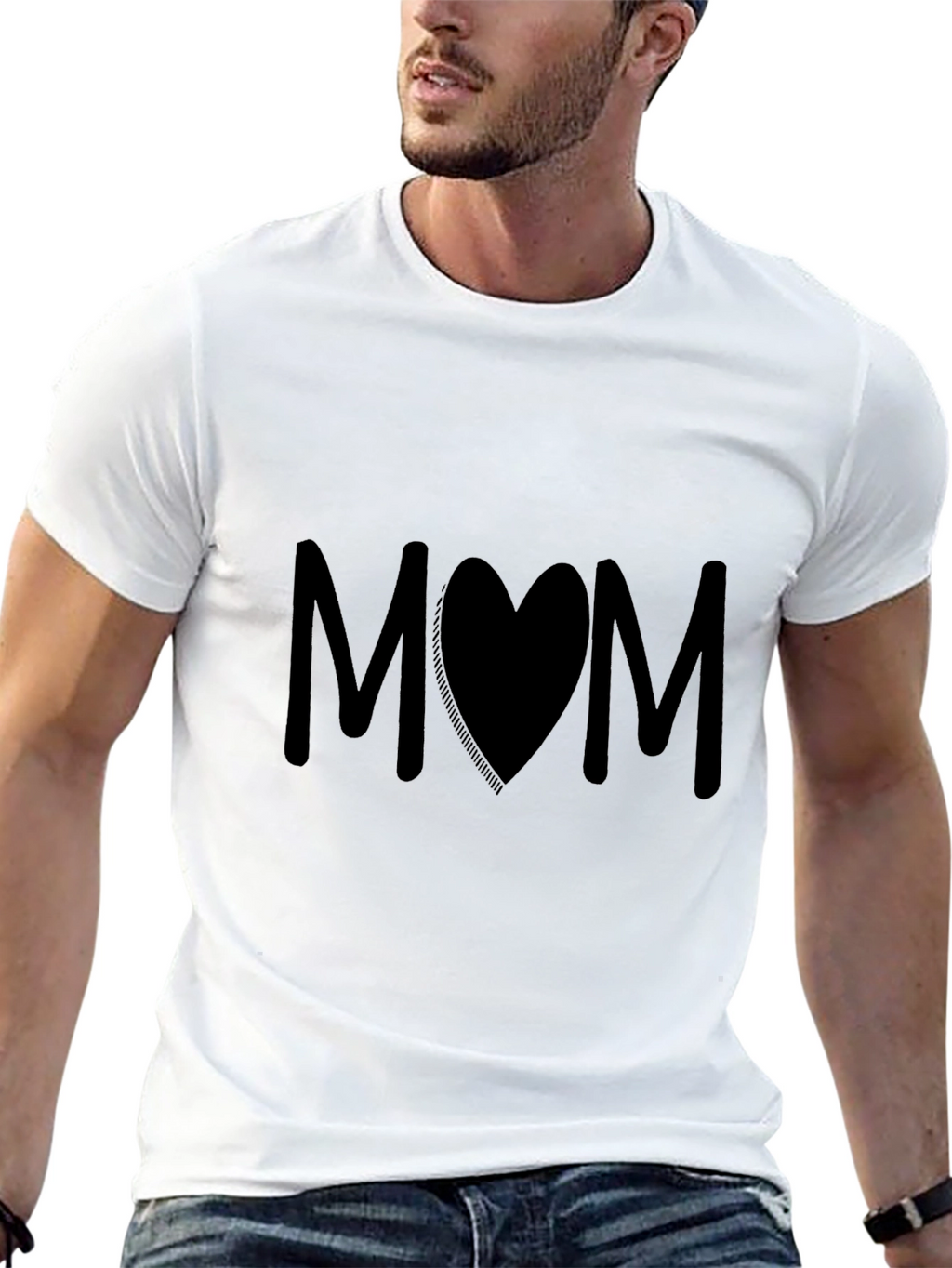 Mom Heart Graphic Black T-Shirt