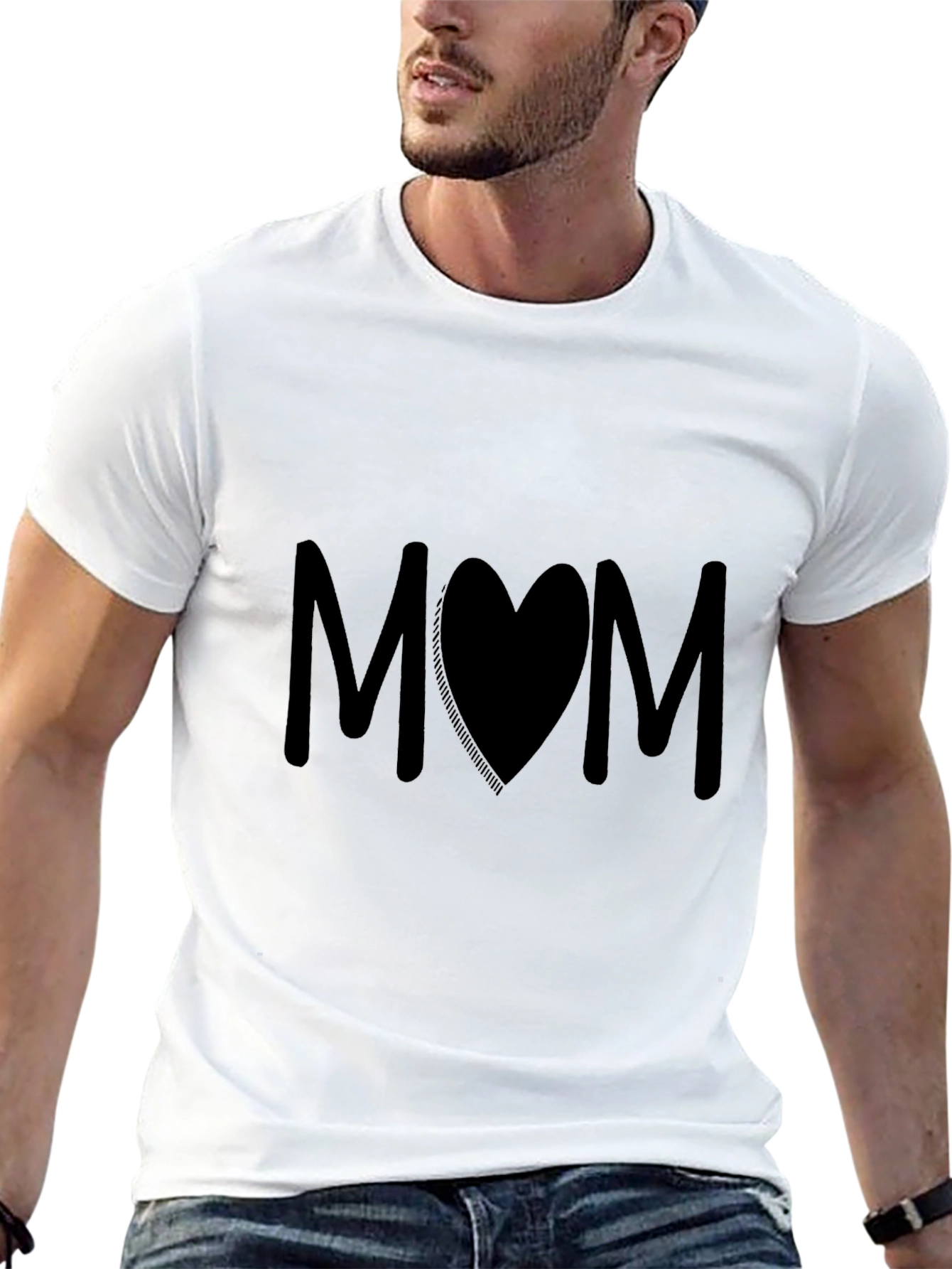 Mom Heart Graphic Black T-Shirt