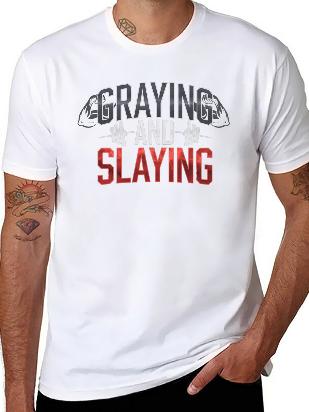Graying and Slaying Fitness T-Shirt