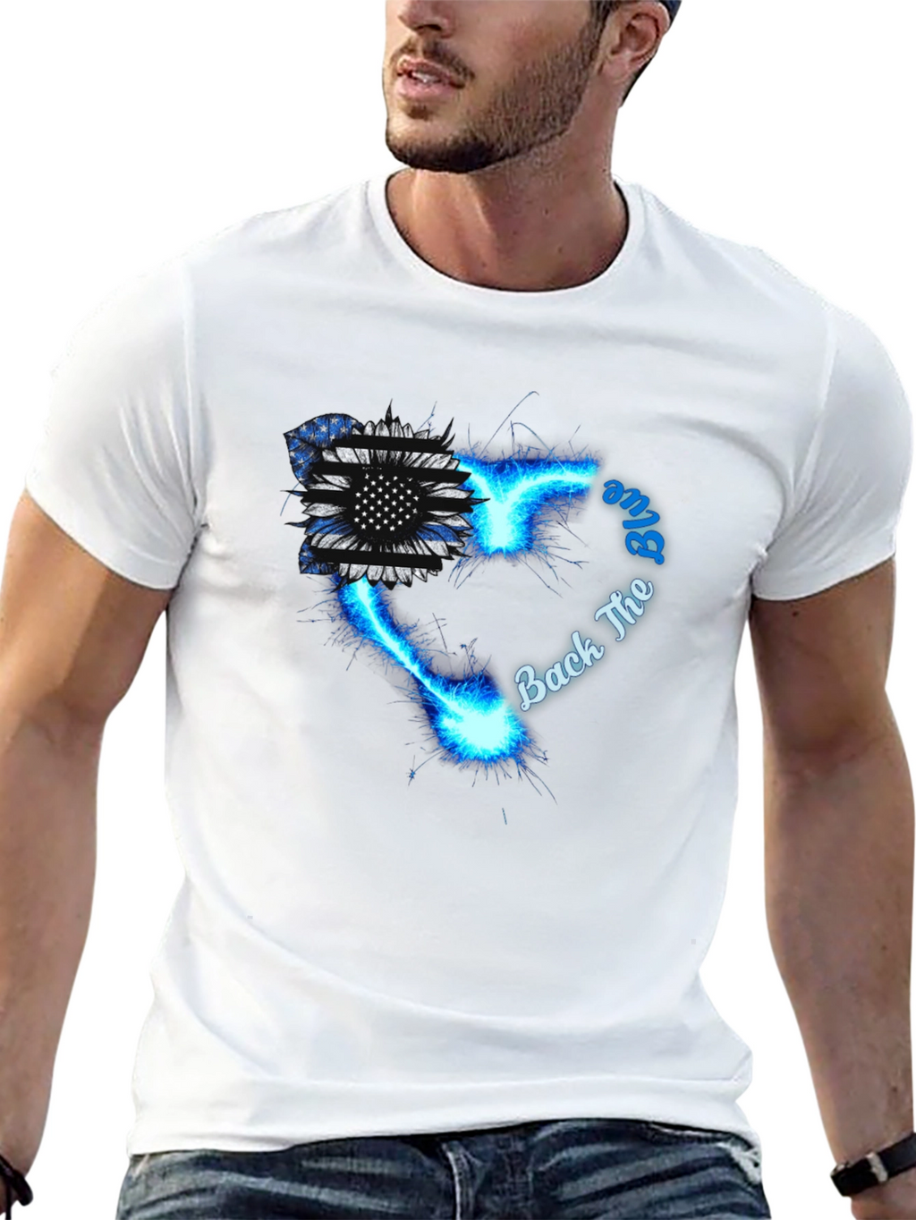 Back The Blue Sunflower Graphic Tee