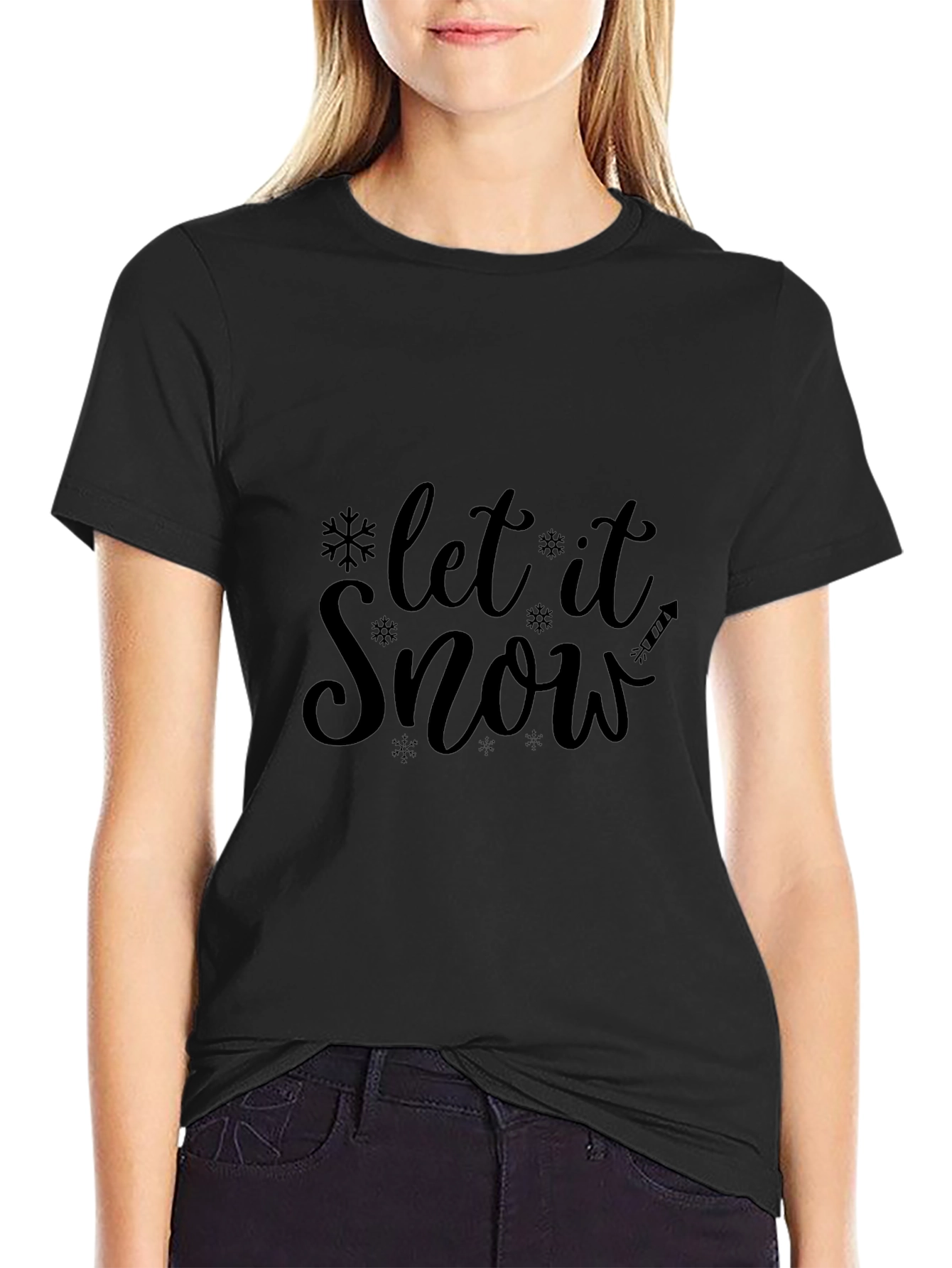 Let It Snow Graphic Print Crew Neck Tee