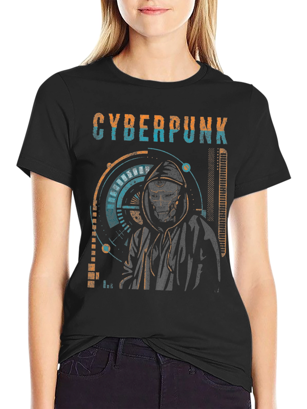 Cyberpunk Hooded Graphic T-Shirt
