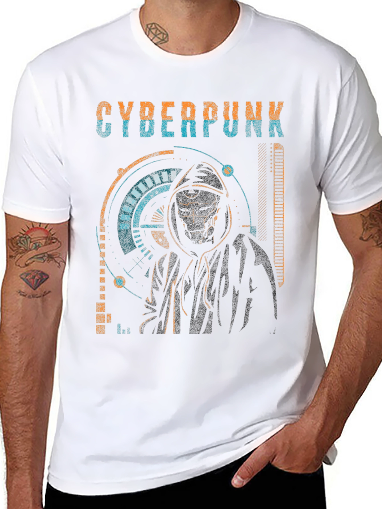 Cyberpunk Hooded Graphic T-Shirt