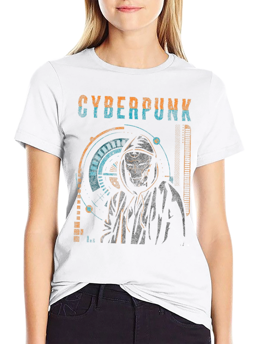 Cyberpunk Hooded Graphic T-Shirt