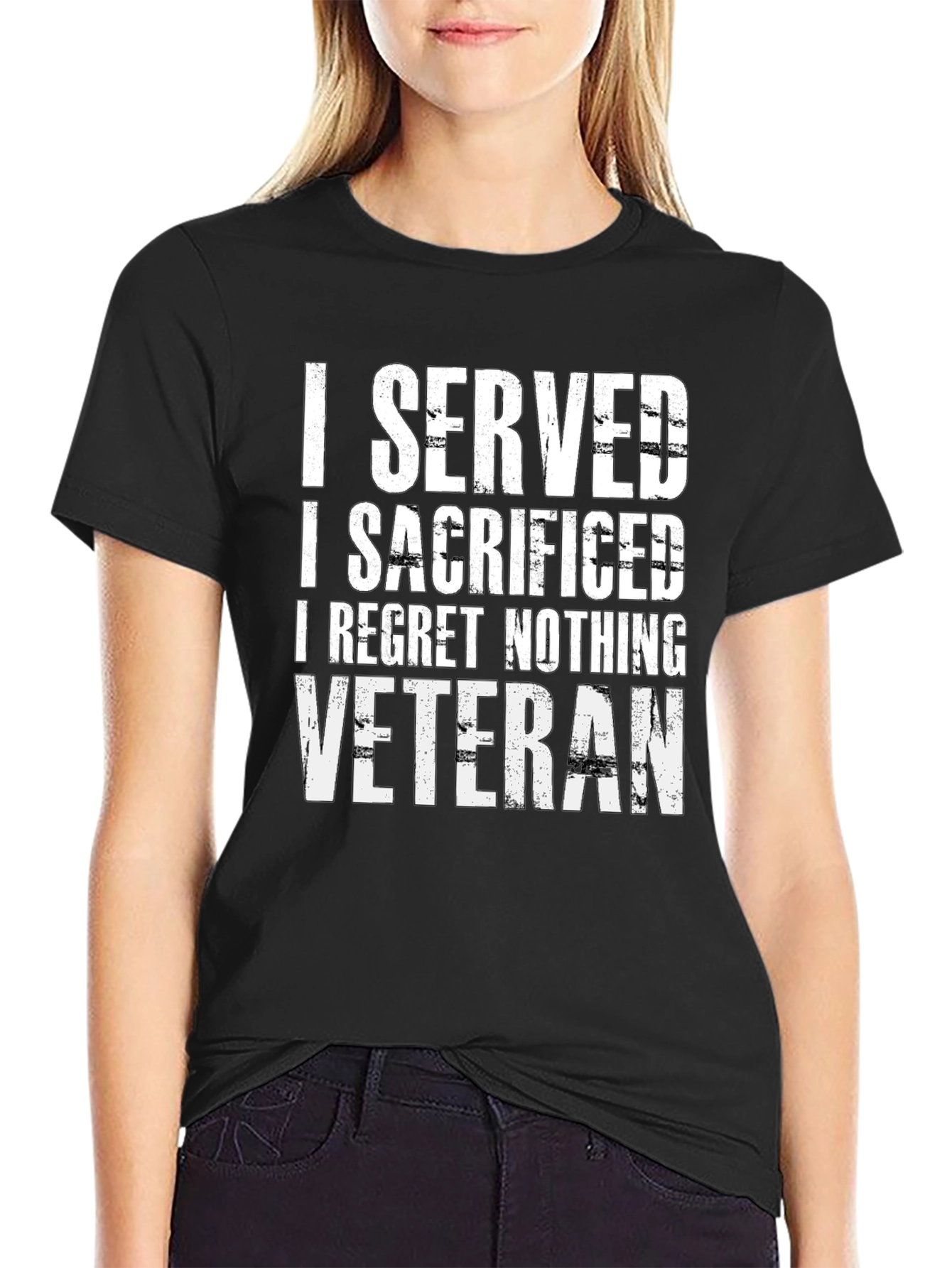 I Served I Sacrificed Veteran Black T-Shirt